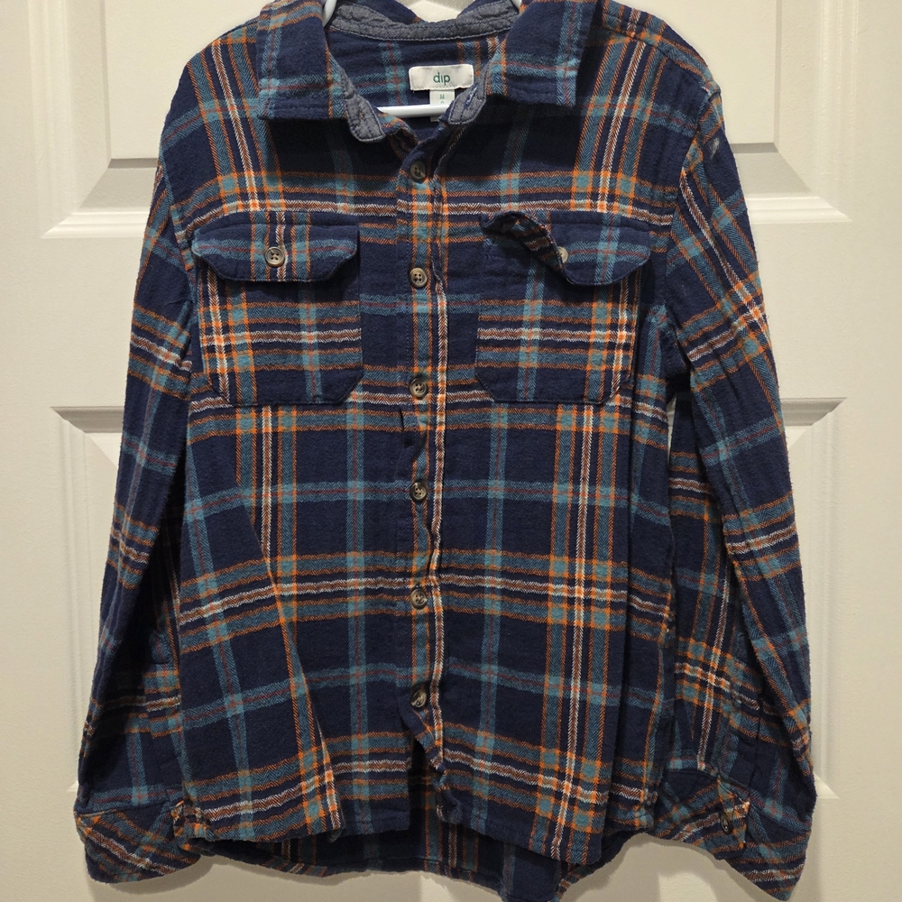 Dip Blue and Orange Plaid Shirt